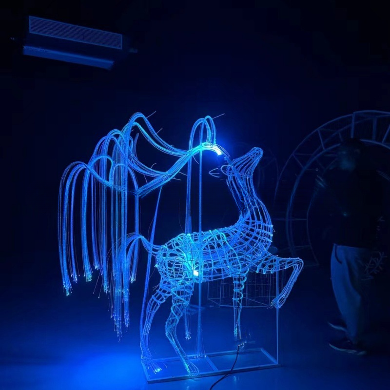 Duckkoko Fantasy Luminous Deer Park Stainless Steel Fiber Optic Deer Animal Shape Lamp - Image 2