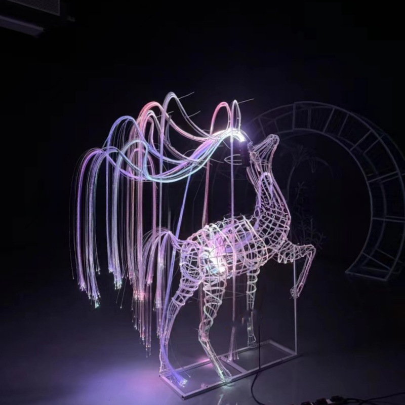 Duckkoko Fantasy Luminous Deer Park Stainless Steel Fiber Optic Deer Animal Shape Lamp - Image 3