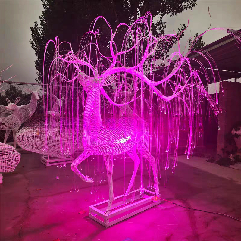 Duckkoko Fantasy Luminous Deer Park Stainless Steel Fiber Optic Deer Animal Shape Lamp - Image 5