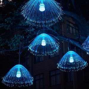 Duckkoko Fiber Optic Jellyfish Lamp Waterproof Connectable Jellyfish Fairy String Hanging Light