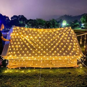 Duckkoko 20Ft x 13Ft Net Lights Outdoor Mesh Lights Plug in Waterproof for Party Garden Backyard Wall Bush Decor