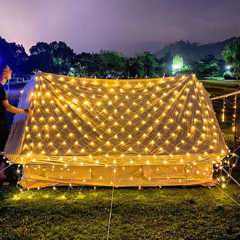 Duckkoko 20Ft x 13Ft Net Lights Outdoor Mesh Lights Plug in Waterproof for Party Garden Backyard Wall Bush Decor