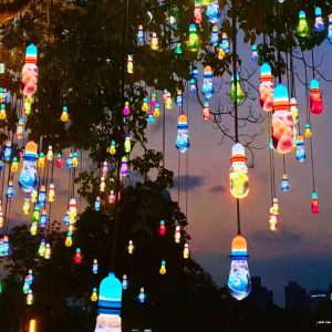 Duckkoko Colorful wishing lanterns, glass lanterns outdoor tree decoration pendant lanterns