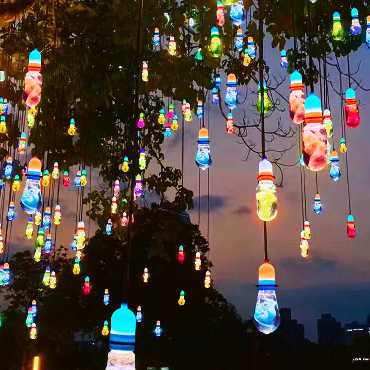 Duckkoko Colorful wishing lanterns, glass lanterns outdoor tree decoration pendant lanterns