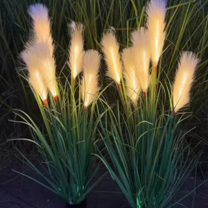 Duckkoko Faux Pampas Grass Decor Solar Lights Outdoor Tall Branches Dried Reed Artificial Plants
