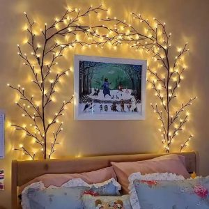 Duckkoko DIY Willow Vine String Lights, LED Twig Branch Lights for Bedroom Wall Decor, Plug-in Fairy Lights for Christmas, Party, Living Room (Warm White)