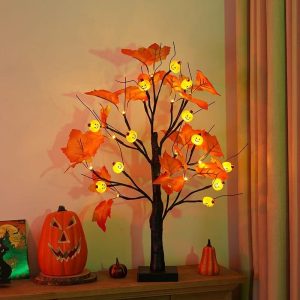 DUCKKOKO Cross-border new LED Halloween birch tree pumpkin ghost eyeball-shaped lighting decorative item night light