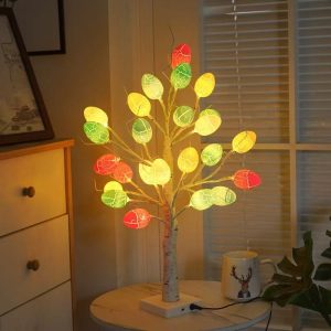 DUCKKOKO's cross-border best-selling Thanksgiving, Christmas and Easter holiday LED decorative lights, birch tree crack Easter egg shaped tree lights