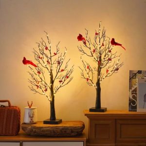 DUCKKOKO Cross-border popular glowing red bird winding tree lamp decoration living room bedroom atmosphere arrangement modeling lamp festival LED lamp