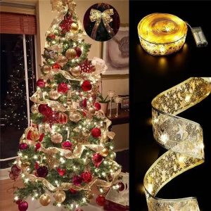 DUCKKOKO's new 2025 cross-border Christmas ribbon light string Christmas tree decorative light, Christmas LED ribbon decoration