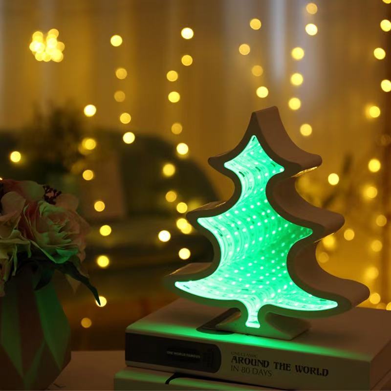 DUCKKOKO 2023 Cross-border Bestsellers: Tunnel lights, LED Christmas tree shaped lights, heart-shaped mirror lights, pineapple five-pointed star 3d night lights - Image 2