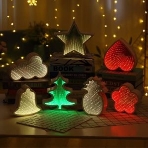 DUCKKOKO 2023 Cross-border Bestsellers: Tunnel lights, LED Christmas tree shaped lights, heart-shaped mirror lights, pineapple five-pointed star 3d night lights