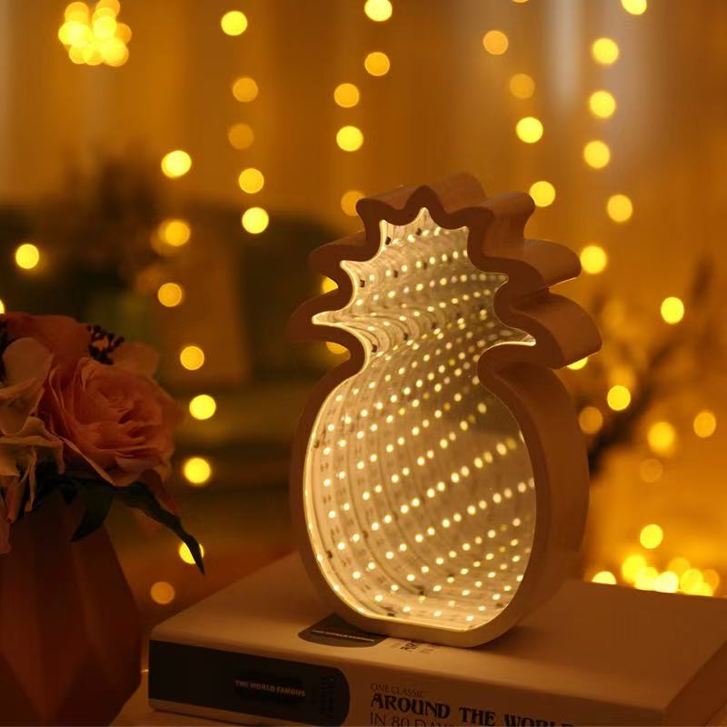 DUCKKOKO 2023 Cross-border Bestsellers: Tunnel lights, LED Christmas tree shaped lights, heart-shaped mirror lights, pineapple five-pointed star 3d night lights - Image 6