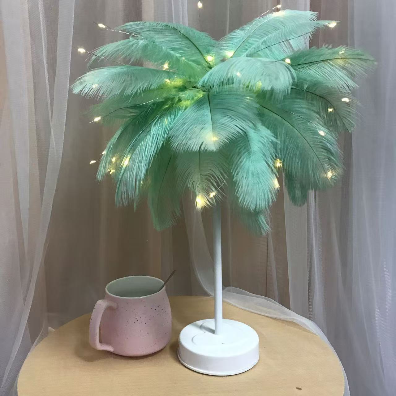 DUCKKOKO 2022 Ostrich Feather Table Lamp, Colored Light, Ironwork Night Light, Remote Control led Dandelion Lamp, Copper Wire Lamp, Remote Control Dimming - Image 5