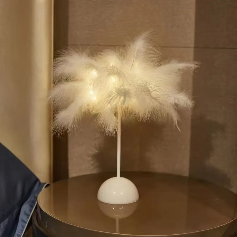 DUCKKOKO 2022 Ostrich Feather Table Lamp, Colored Light, Ironwork Night Light, Remote Control led Dandelion Lamp, Copper Wire Lamp, Remote Control Dimming - Image 7