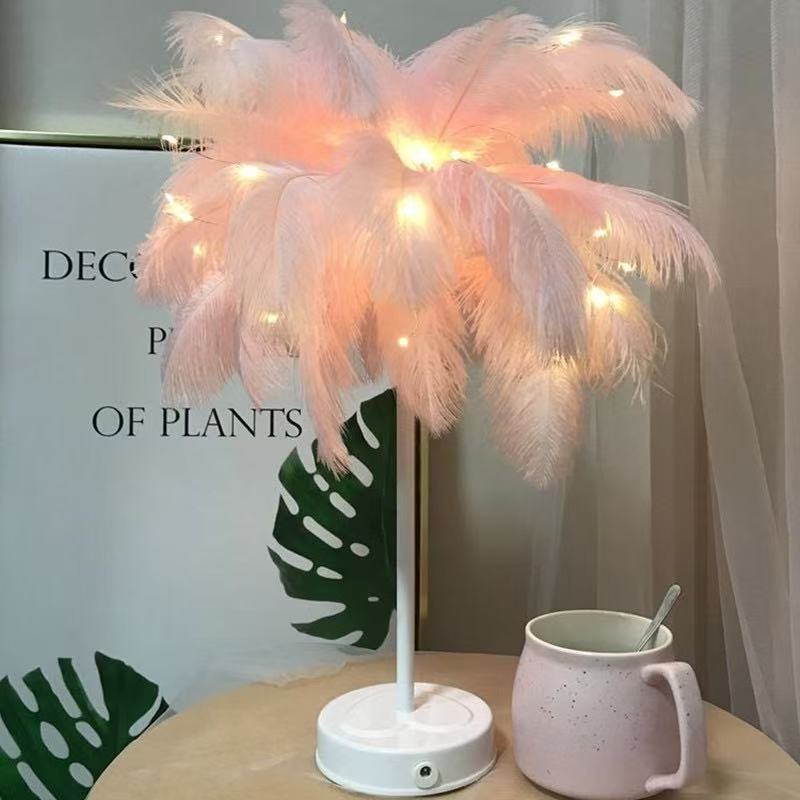 DUCKKOKO 2022 Ostrich Feather Table Lamp, Colored Light, Ironwork Night Light, Remote Control led Dandelion Lamp, Copper Wire Lamp, Remote Control Dimming - Image 10