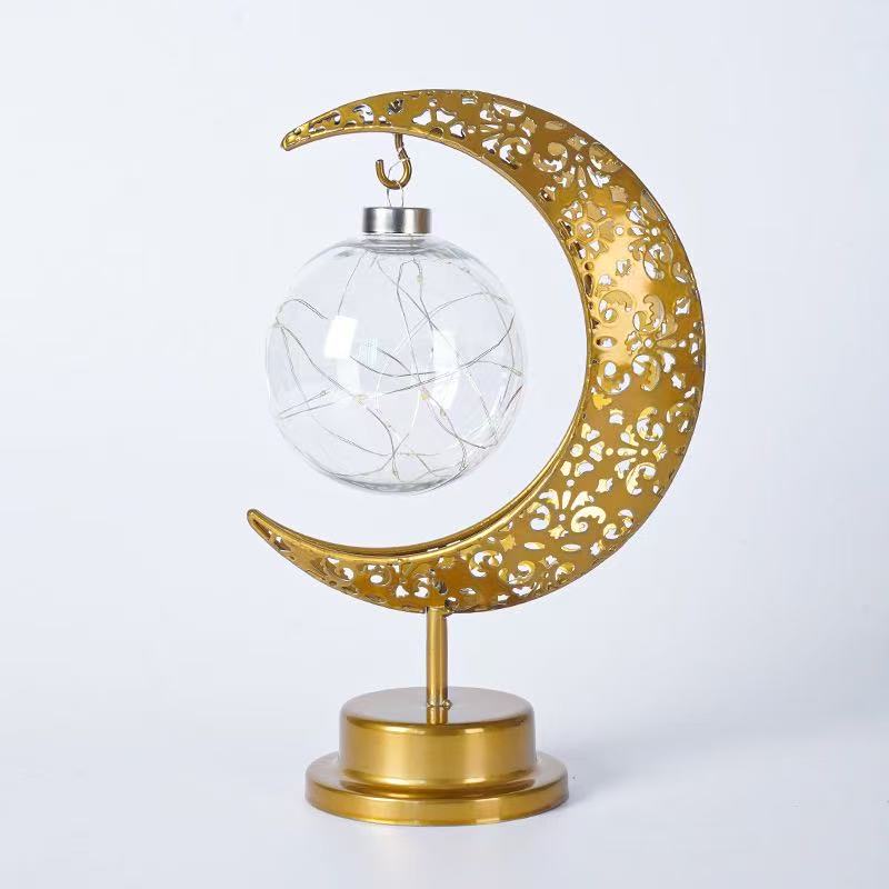 DUCKKOKO cross-border bestseller LED ironwork star Moon round ball night light, festive decoration bedroom table lamp, atmosphere shaped light - Image 11