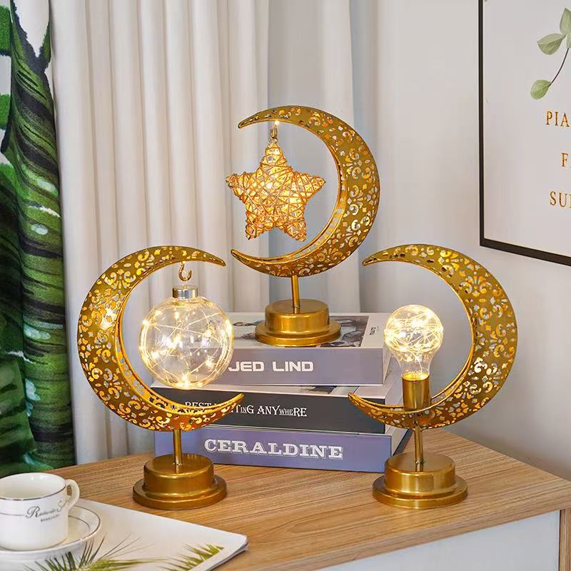 DUCKKOKO cross-border bestseller LED ironwork star Moon round ball night light, festive decoration bedroom table lamp, atmosphere shaped light - Image 12