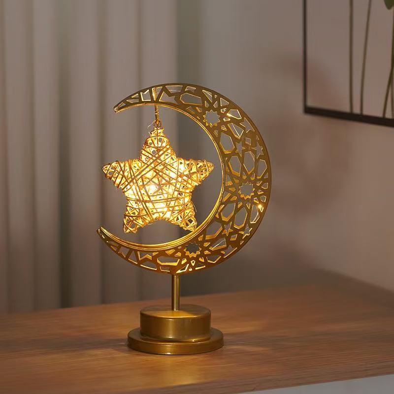DUCKKOKO cross-border bestseller LED ironwork star Moon round ball night light, festive decoration bedroom table lamp, atmosphere shaped light - Image 14