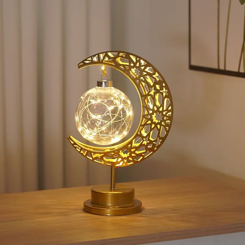 DUCKKOKO cross-border bestseller LED ironwork star Moon round ball night light, festive decoration bedroom table lamp, atmosphere shaped light - Image 15
