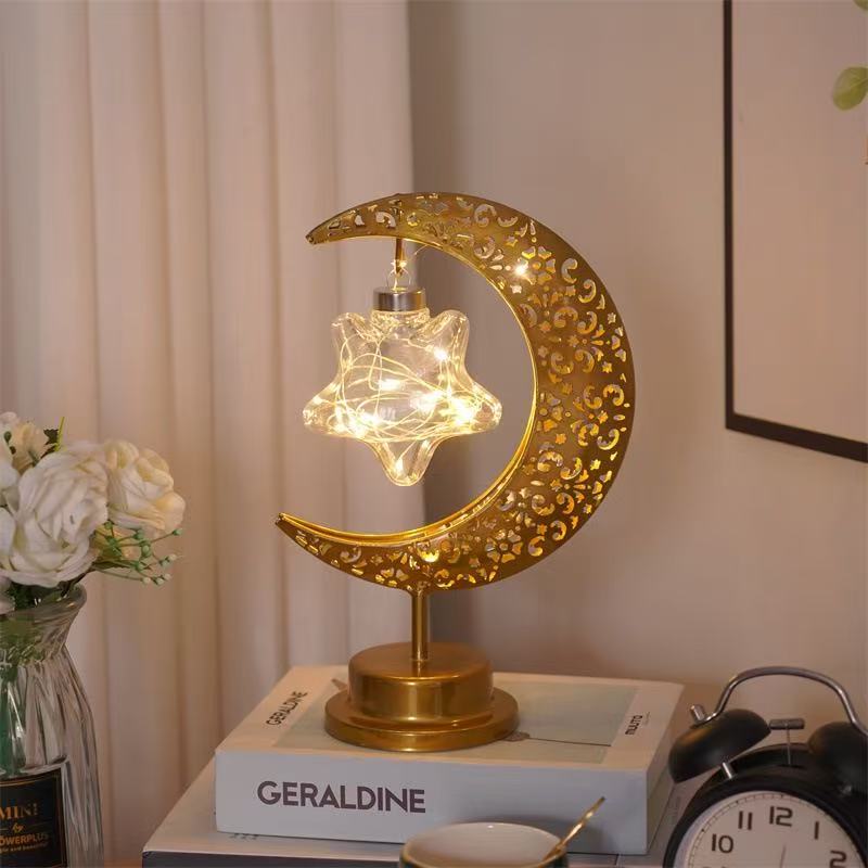 DUCKKOKO cross-border bestseller LED ironwork star Moon round ball night light, festive decoration bedroom table lamp, atmosphere shaped light - Image 7