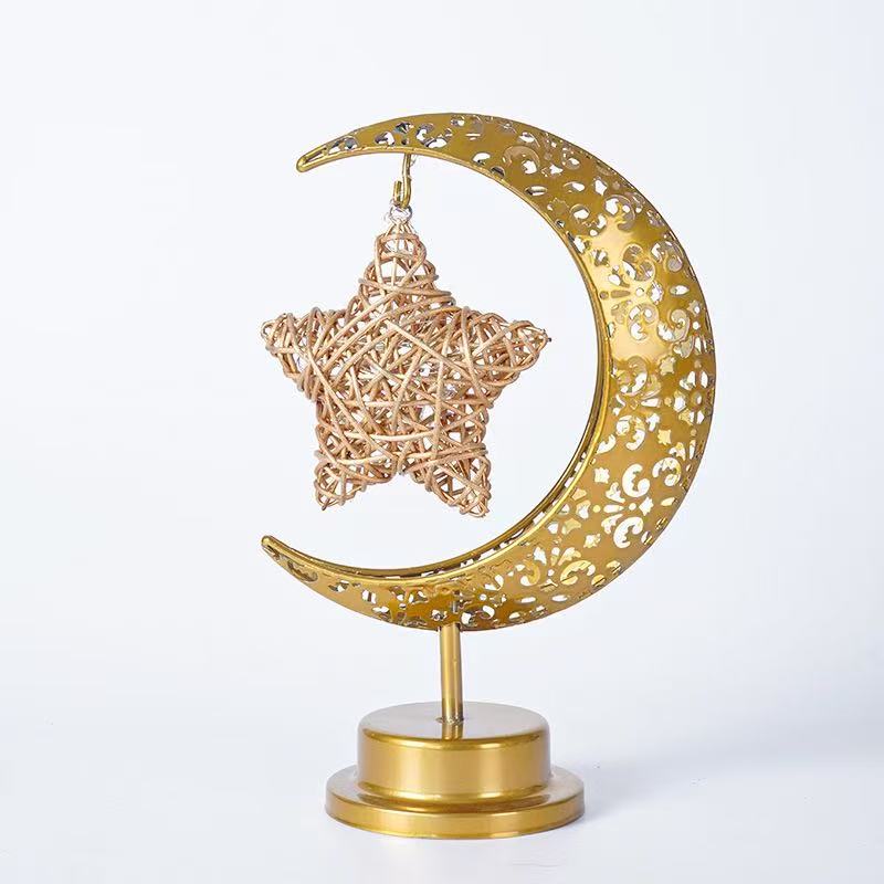 DUCKKOKO cross-border bestseller LED ironwork star Moon round ball night light, festive decoration bedroom table lamp, atmosphere shaped light - Image 8