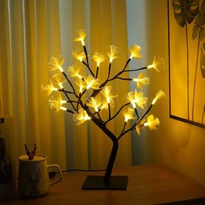 DUCKKOKO cross-border bestsellers: Birch tree fiber optic flower tree lamp, USB head, Christmas festival lamp, shaped lamp, home decoration lamp